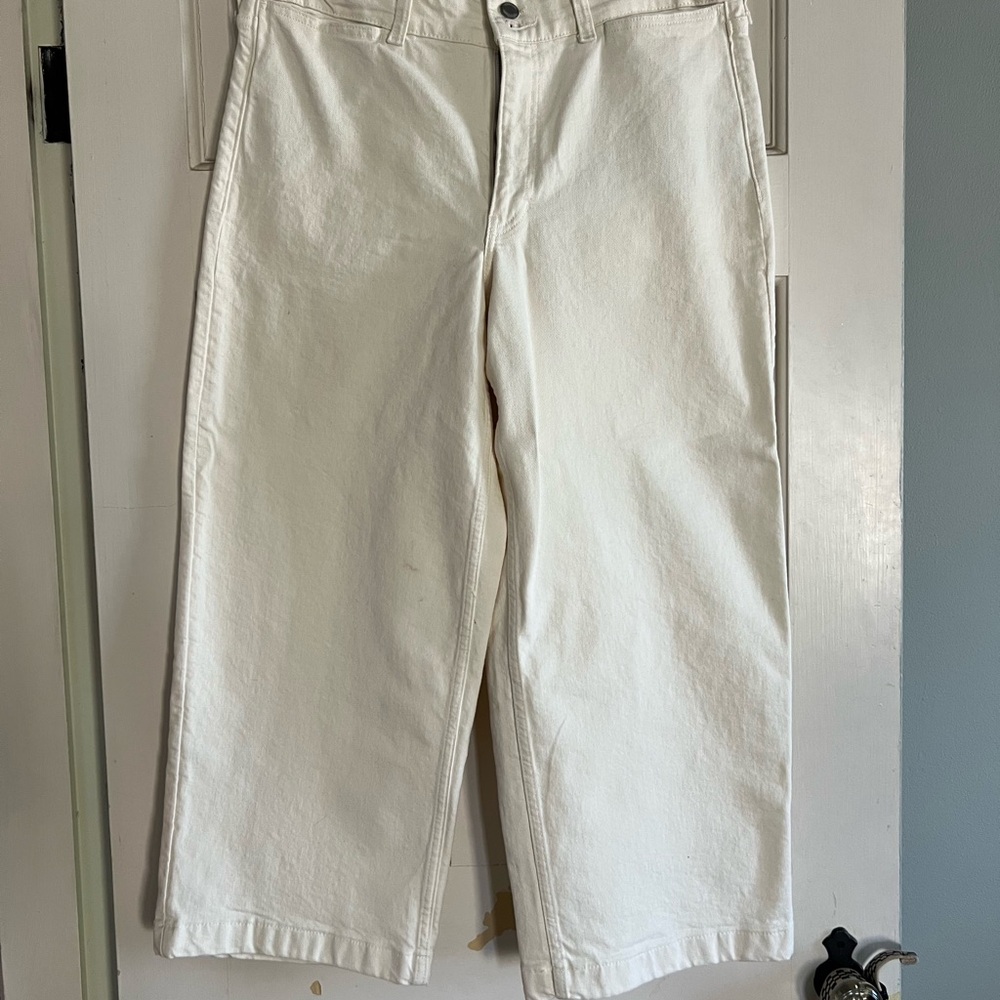 Banana Republic Cream High-Rise Wide-Leg Crop Jeans